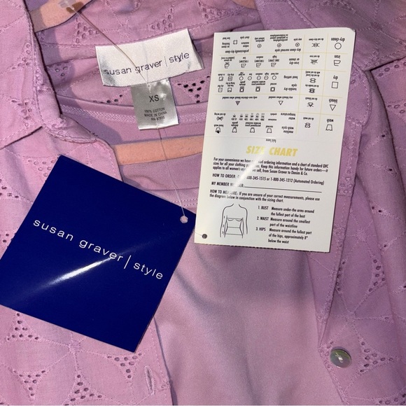2 pc Susan Graver Lilac Adjustable 3/4 Sleeve Eyelet Embroidery Top and Tank - Picture 12 of 12